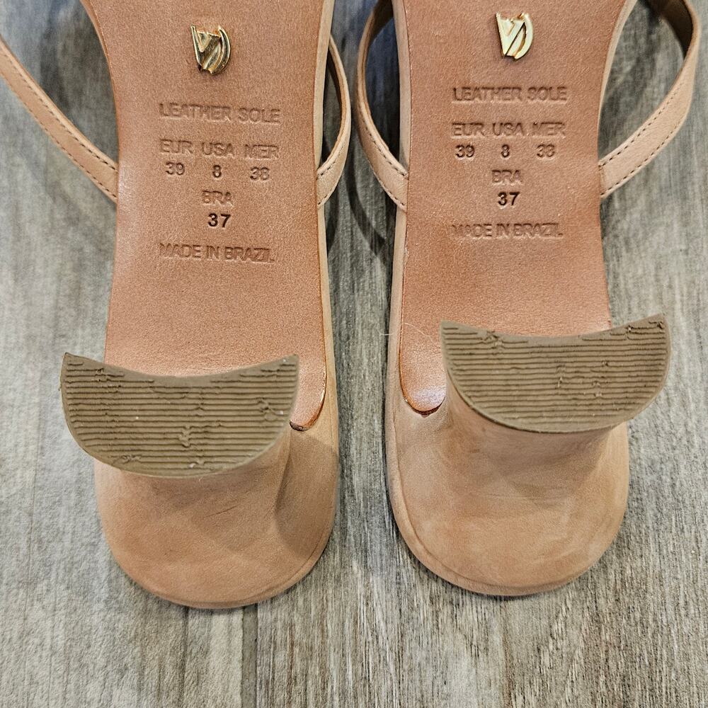 Vicenza Rhinestone‎ Heeled Sandals Women 8 Nude Square Toe Anthropologie Dressy - Picture 9 of 10